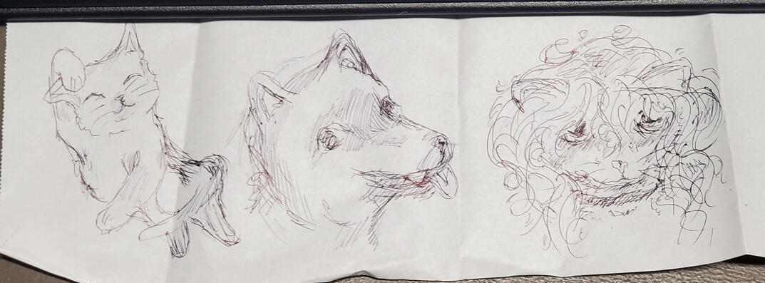 Pen sketch(es) that I've made quickly at work. Original artwork(s).