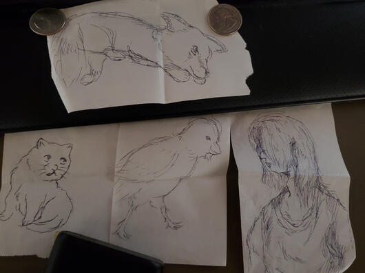 Pen sketch(es) that I've made quickly at work. Original artwork(s).