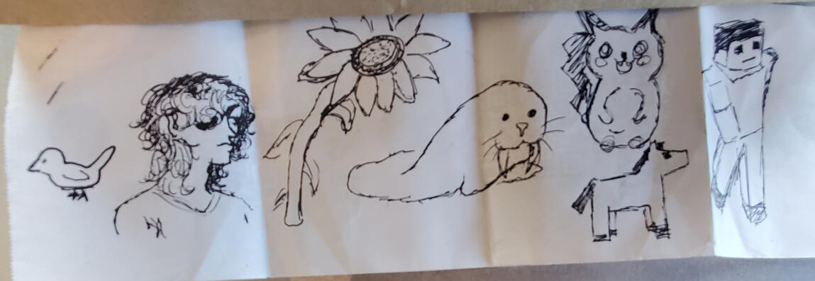 Pen sketch(es) that I've made quickly at work. Original artwork(s).