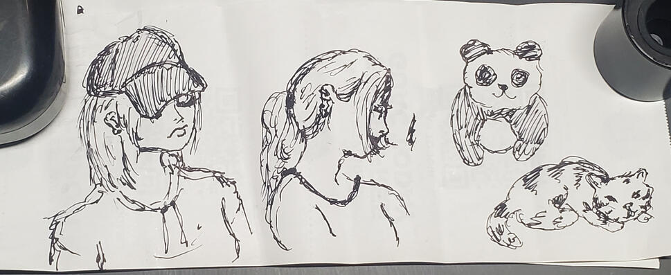 Pen sketch(es) that I've made quickly at work. Original artwork(s).