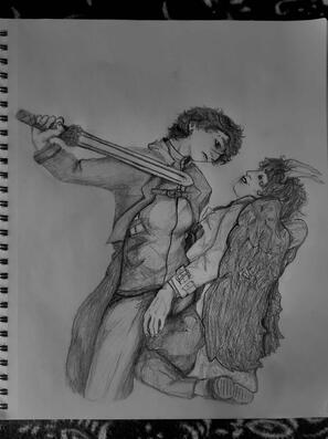 Fanart inspired by Yu Junghyeok (유중혁) and Kim Dokja (김독자) from the Korean webnovel, Omniscient Reader's Viewpoint (전지적 독자 시점). Based off of the Demon King transformation scene in the novel.