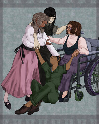 Fanart inspired by Marina Domek, Samarie, Levi, and Olivia Haas from Fear & Hunger Termina. Was drawn for an art style challenge.