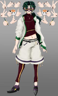 Character design inspired by animals and insects. Version with the hood down.