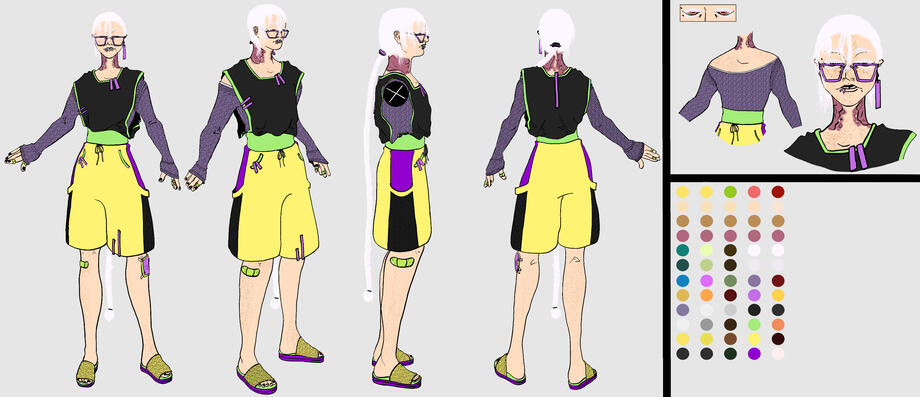 Character inspired by the idea of "comfort wear". I have several color variations, this one is the Neon Signs colorway.