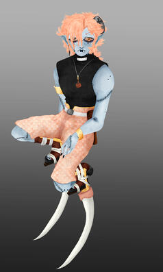 Inspired by the phrase "electric coffin", Florian is a Frankenstein's monster and vampire hybrid character.