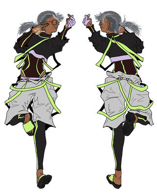 Design inspired by cyberpunk and streetwear fashion.