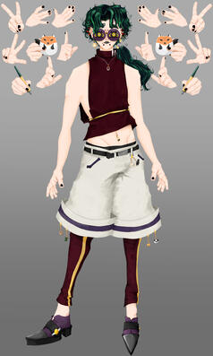 Character design inspired by animals and insects. Version with no jacket.