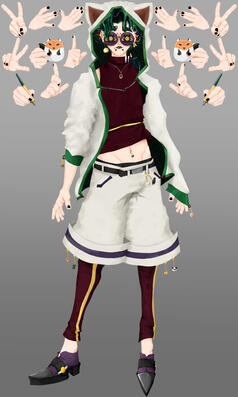 Character design inspired by animals and insects. Version with the hood up.