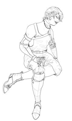 This is a design I created for my own joy. Veles has prosthetic arms and legs inspired by similar prosthetics from around 1940.