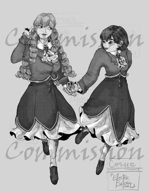 Commissioned artwork of Claire François, Rae Taylor, and Ralaire from I'm in Love with the Villainess.