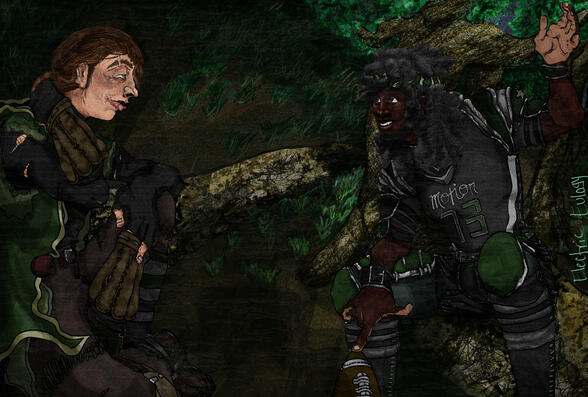 Fanart of Naib Subedar (Mercenary) and William Ellis (Forward) from Identity V.