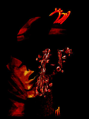 Fanart inspired by O'saa (Yellow Mage) and his Moonscorch form in Fear & Hunger Termina. Abstract eye horror.