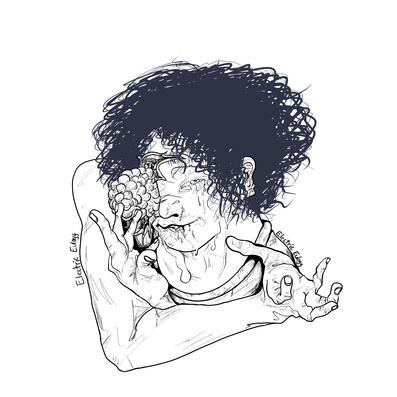 Fanart of Cahara (Mercenary) from Fear & Hunger with a brainflower infection.