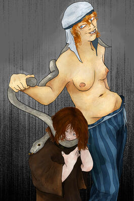 Fanart inspired by Nilvan, Le'garde, and The Girl from Fear & Hunger.